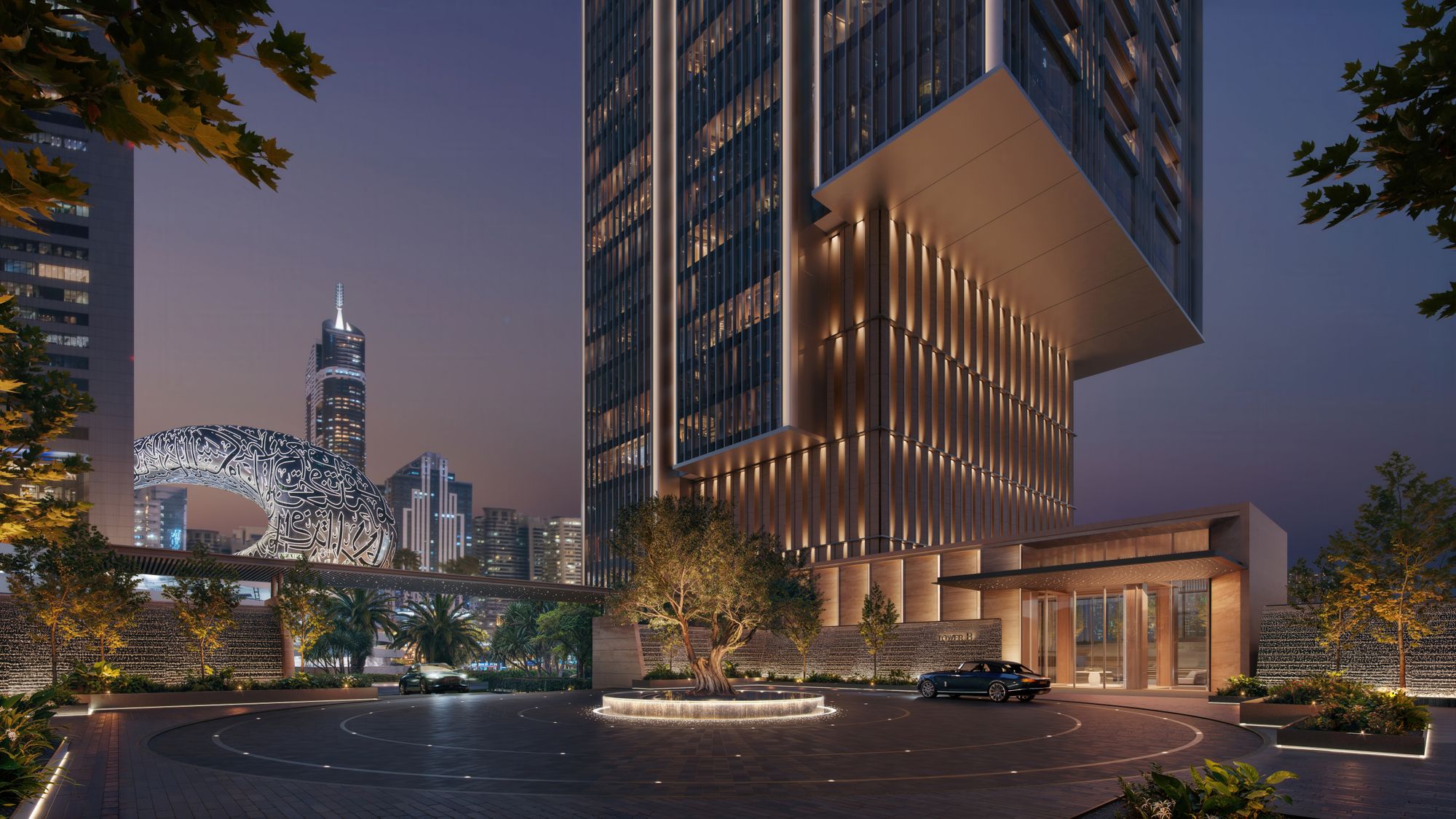 Daytime exterior view of Jumeirah Residences Emirates Towers