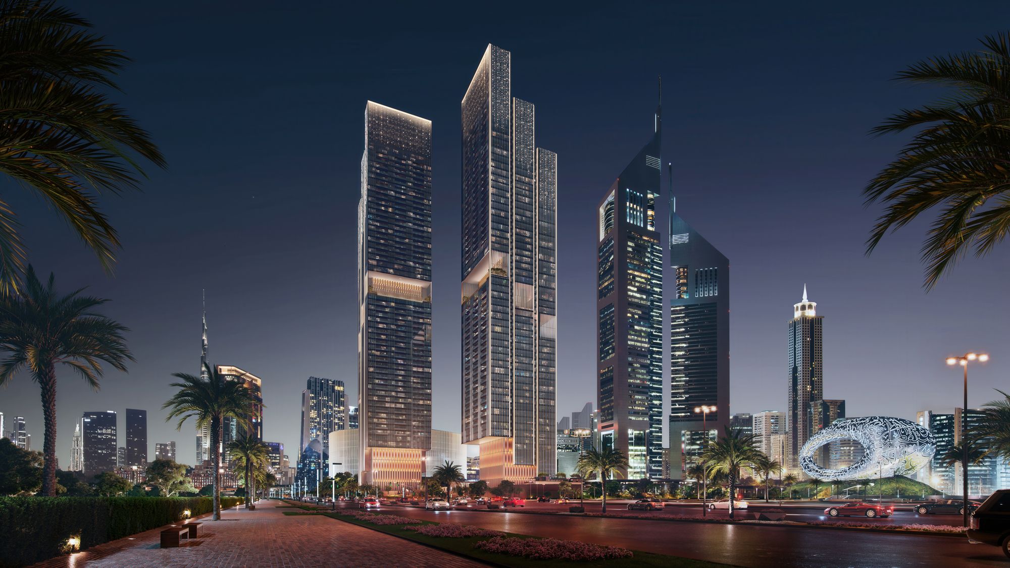 Panoramic view of Jumeirah Residences skyline